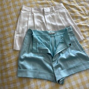 Alice & Olivia White and Light Blue Women Shorts